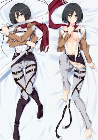 L’Attaque des Titans Mikasa Ackerman - Oreillers longs d’anime en plusieurs tailles en promotion