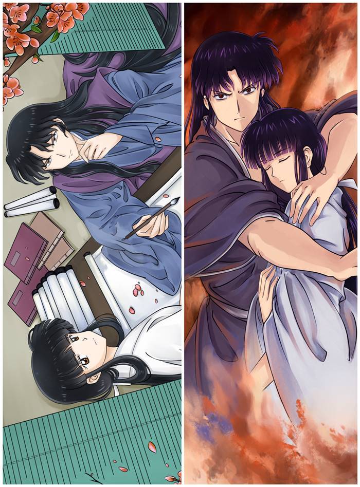Inuyasha Naraku & Kikyo - Housses de dakimakura longues multi-tailles